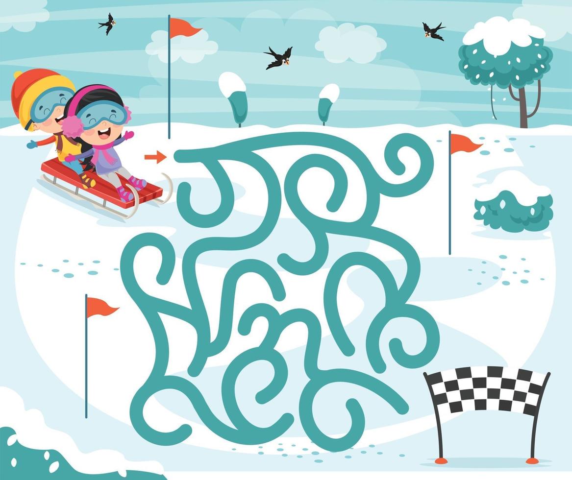 Maze Game Illustration For Children vector