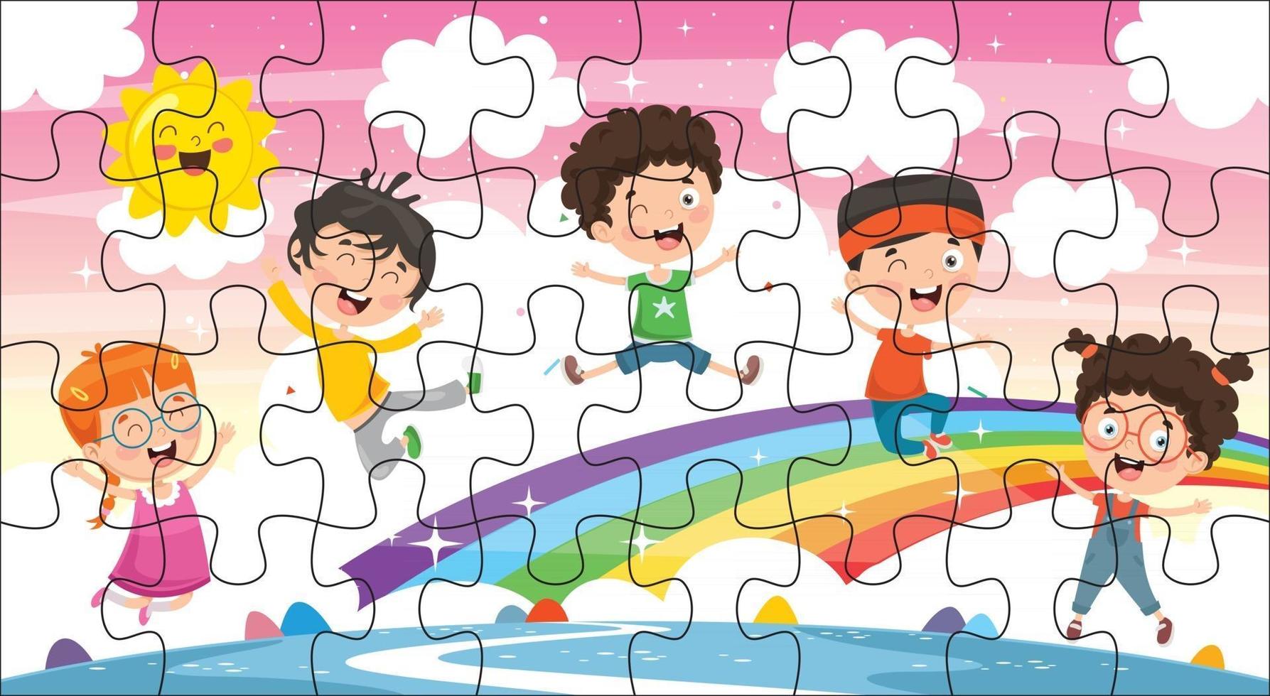 Puzzle Game Illustration For Children vector