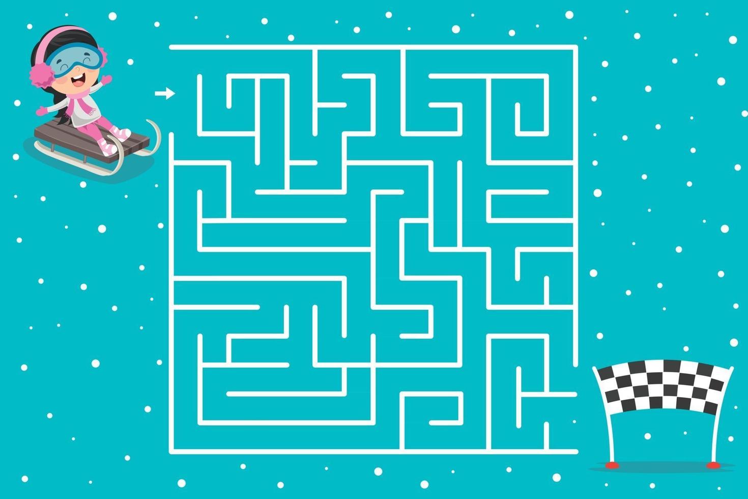 Maze Game Illustration For Children vector