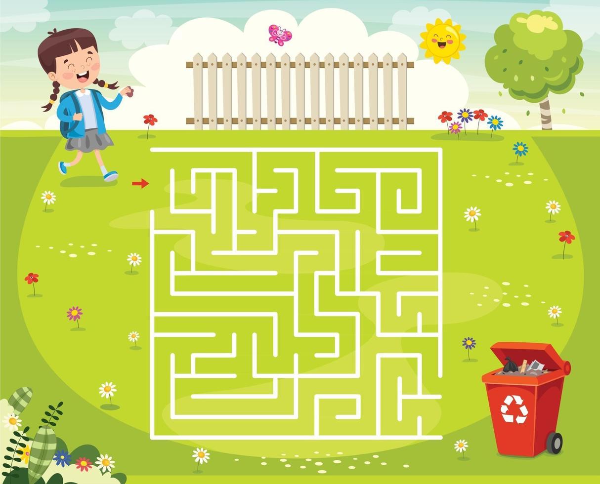 Maze Game Illustration For Children vector