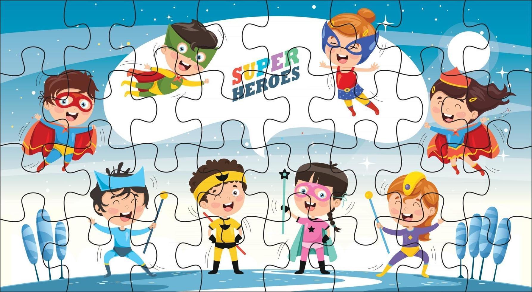 Puzzle Game Illustration For Children vector