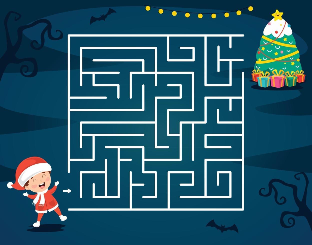 Maze Game Illustration For Children vector