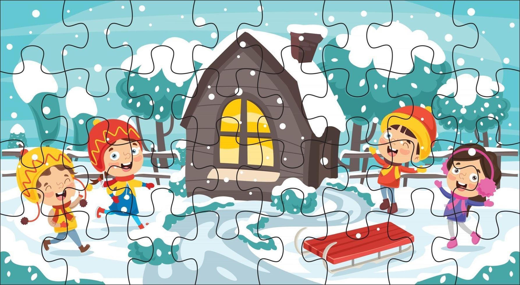 Puzzle Game Illustration For Children vector