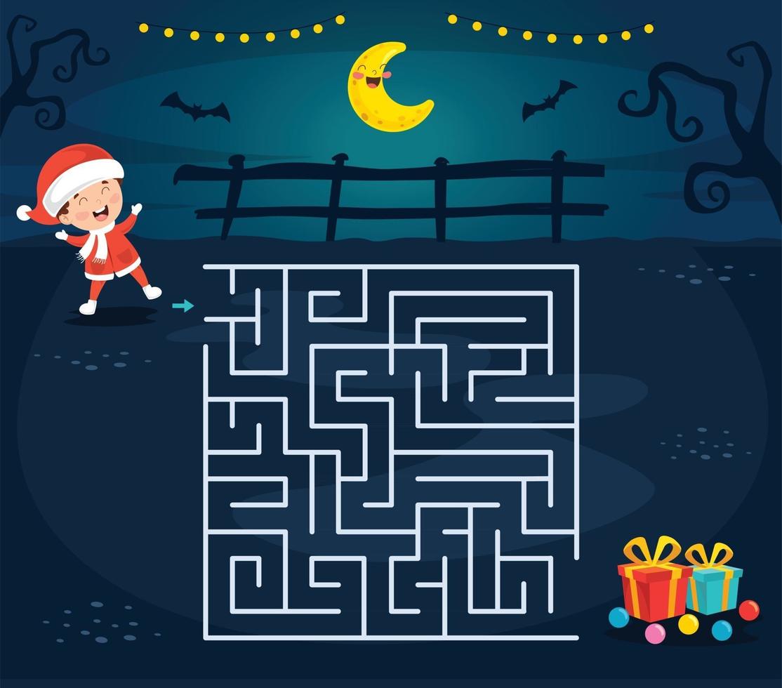 Maze Game Illustration For Children vector