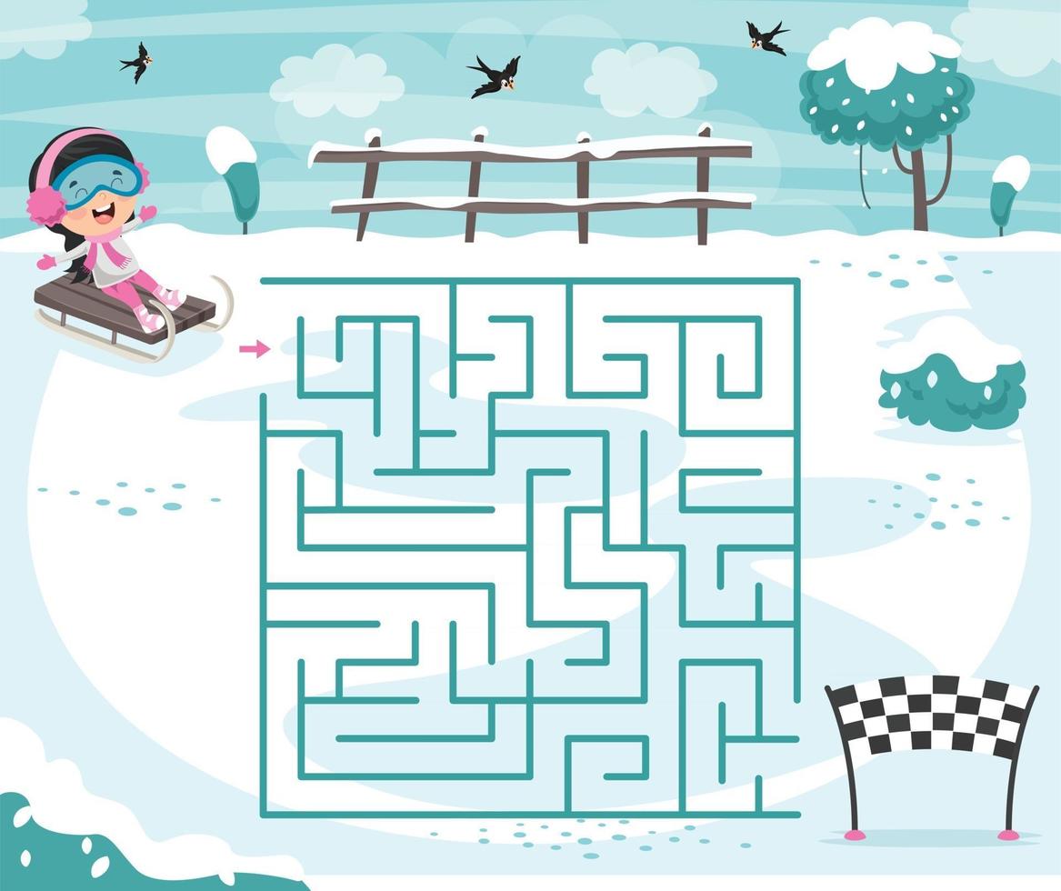 Maze Game Illustration For Children vector