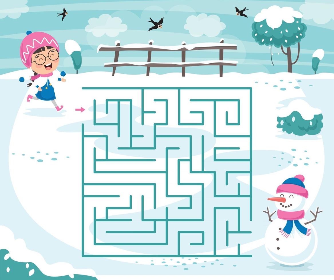 Maze Game Illustration For Children vector