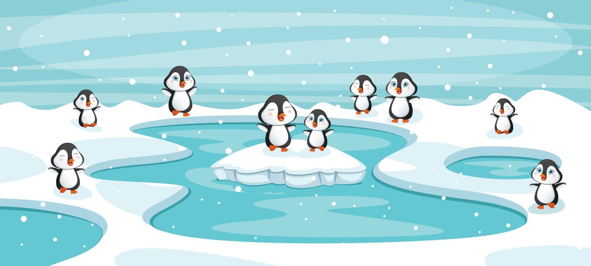 dibujo de dibujos animados de pingüinos vector