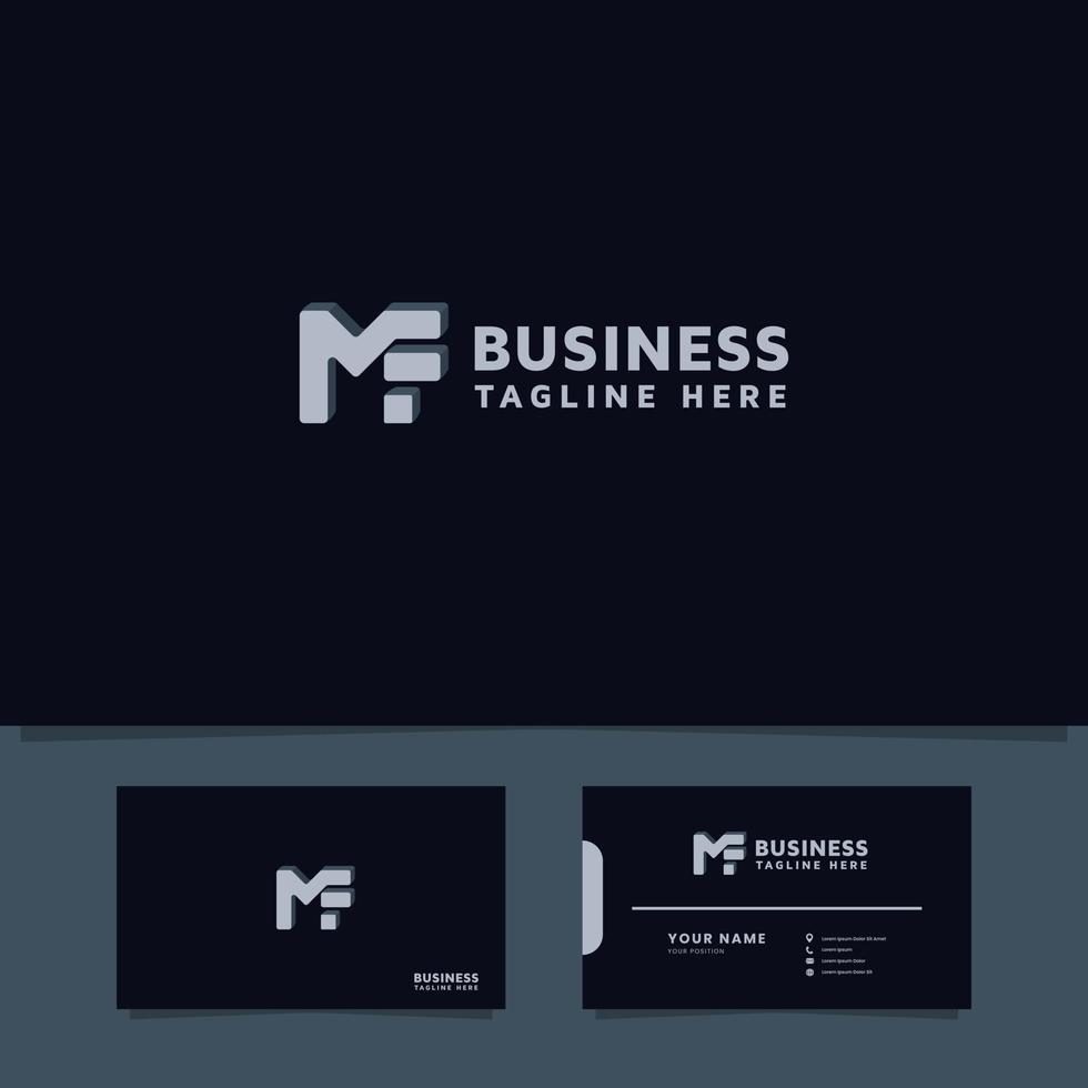 3D and Metallic Letter MF Logo with Business Card Template vector