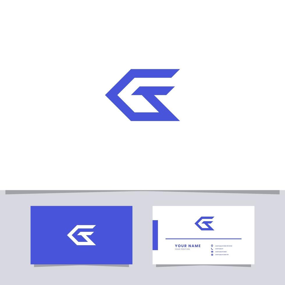 Simple and Minimalist Blue Arrow Letter G Logo with Business Card Template vector