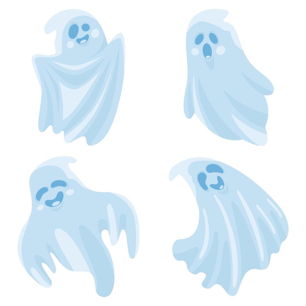 dibujos animados divertidos fantasmas espeluznantes conjunto vector