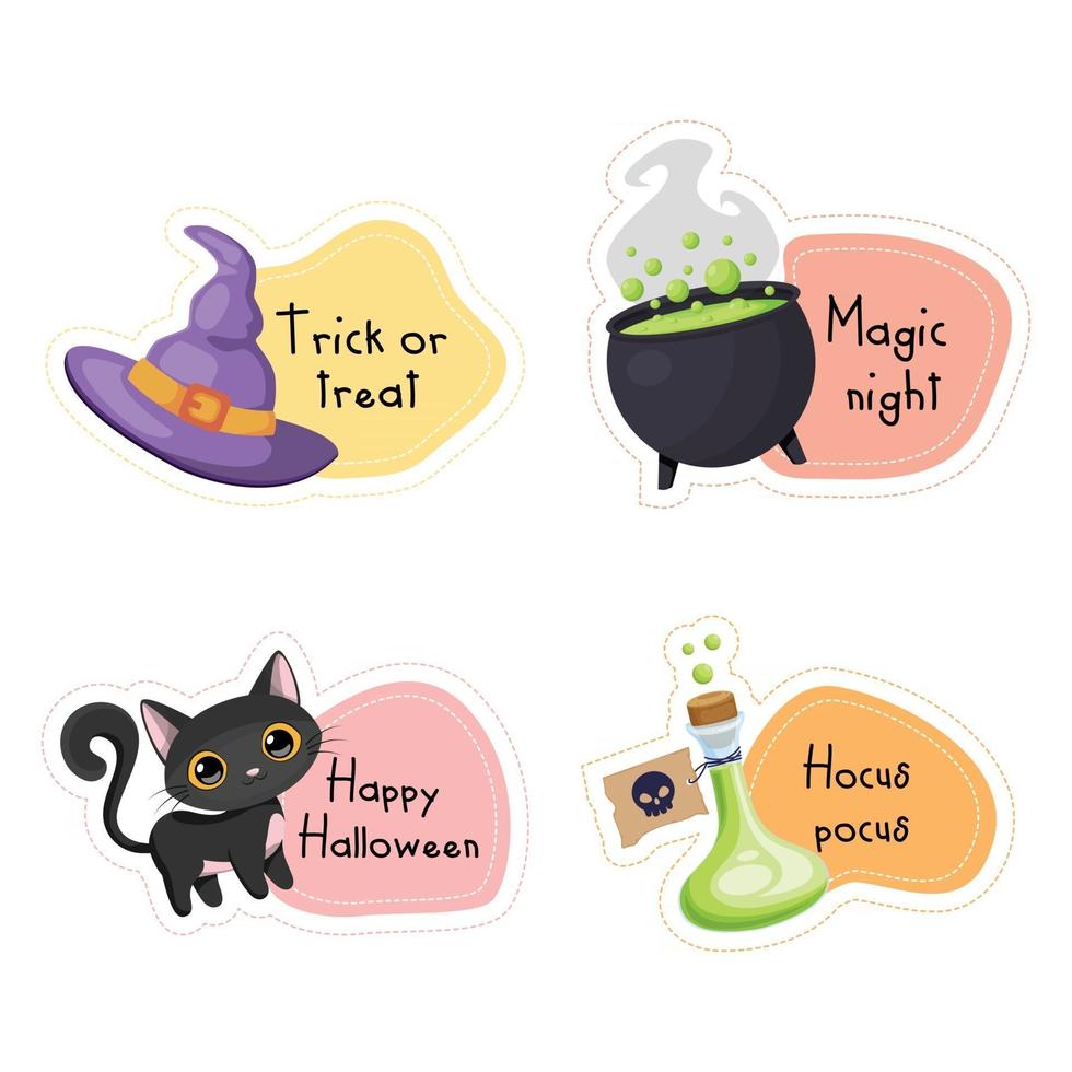 halloween stickers set vector