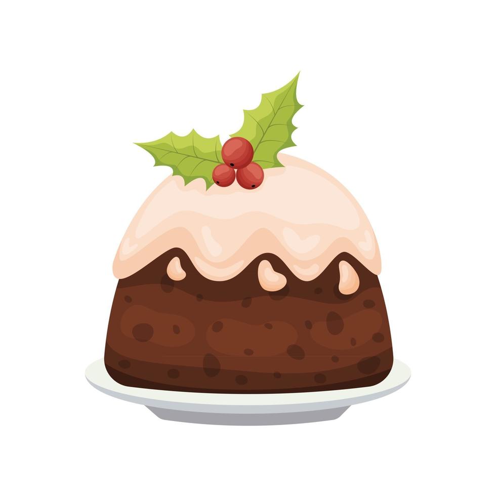 Christmas pudding with cranberries vector