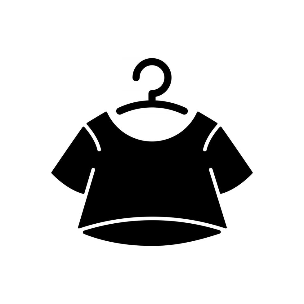 icono de glifo negro superior de cultivo. corto para las mujeres. ropa cómoda unisex. traje para descansar en casa. camiseta. ropa cómoda para el hogar y para dormir. símbolo de silueta en el espacio en blanco. vector ilustración aislada