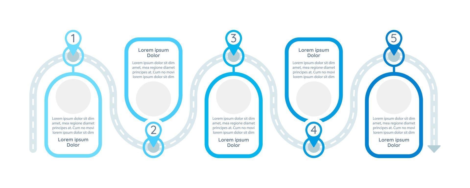 plantilla de infografía de vector de plan de viaje. elementos de diseño de presentación de guía turístico con espacio de texto. visualización de datos con 5 pasos. gráfico de la línea de tiempo del proceso. diseño de flujo de trabajo con copyspace