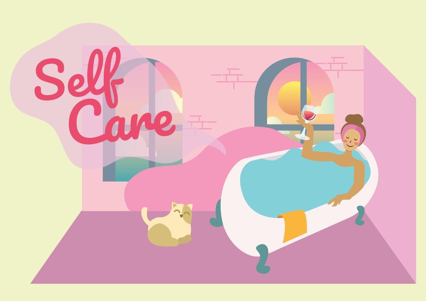 self care concept take a bath in bathroom vector