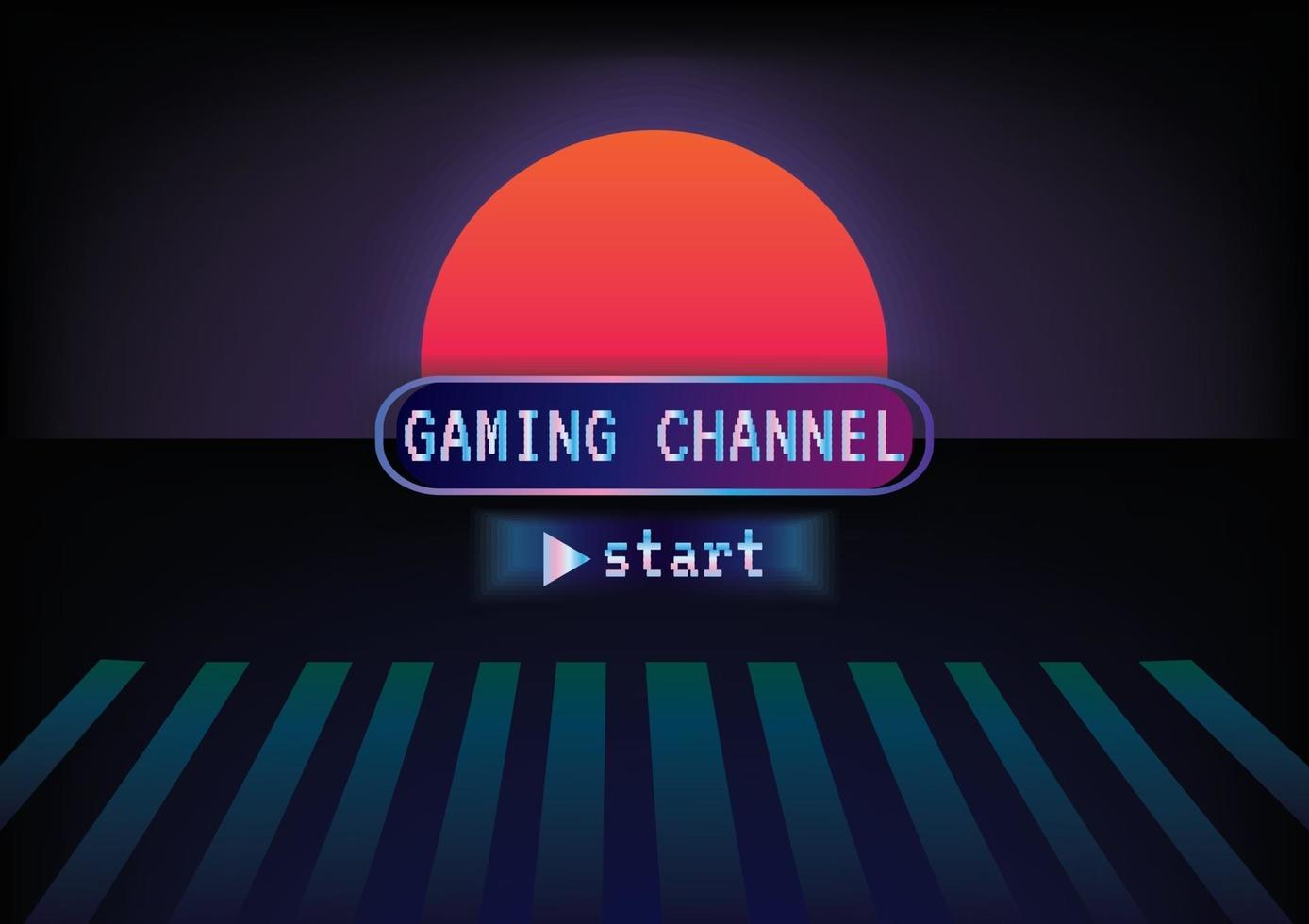 Gaming channel zone game on retro background vector