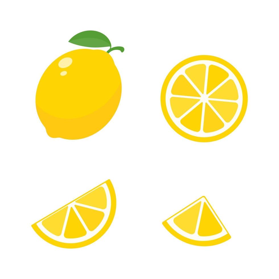 Sour yellow lemons. High vitamin C lemons are cut into slices for summer lemonade. vector