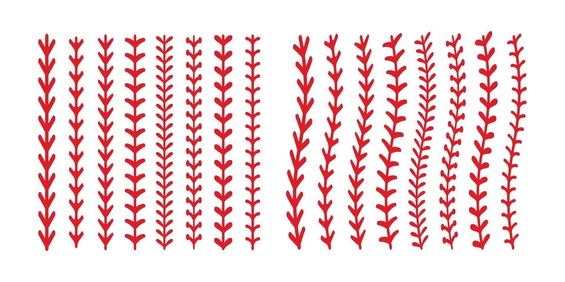 The red stitch or stitching of the baseball Isolated on white background. vector