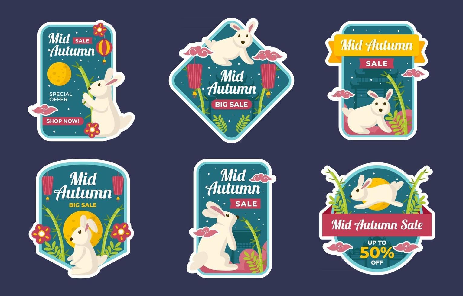 Mid Autumn Sale Badge Set vector