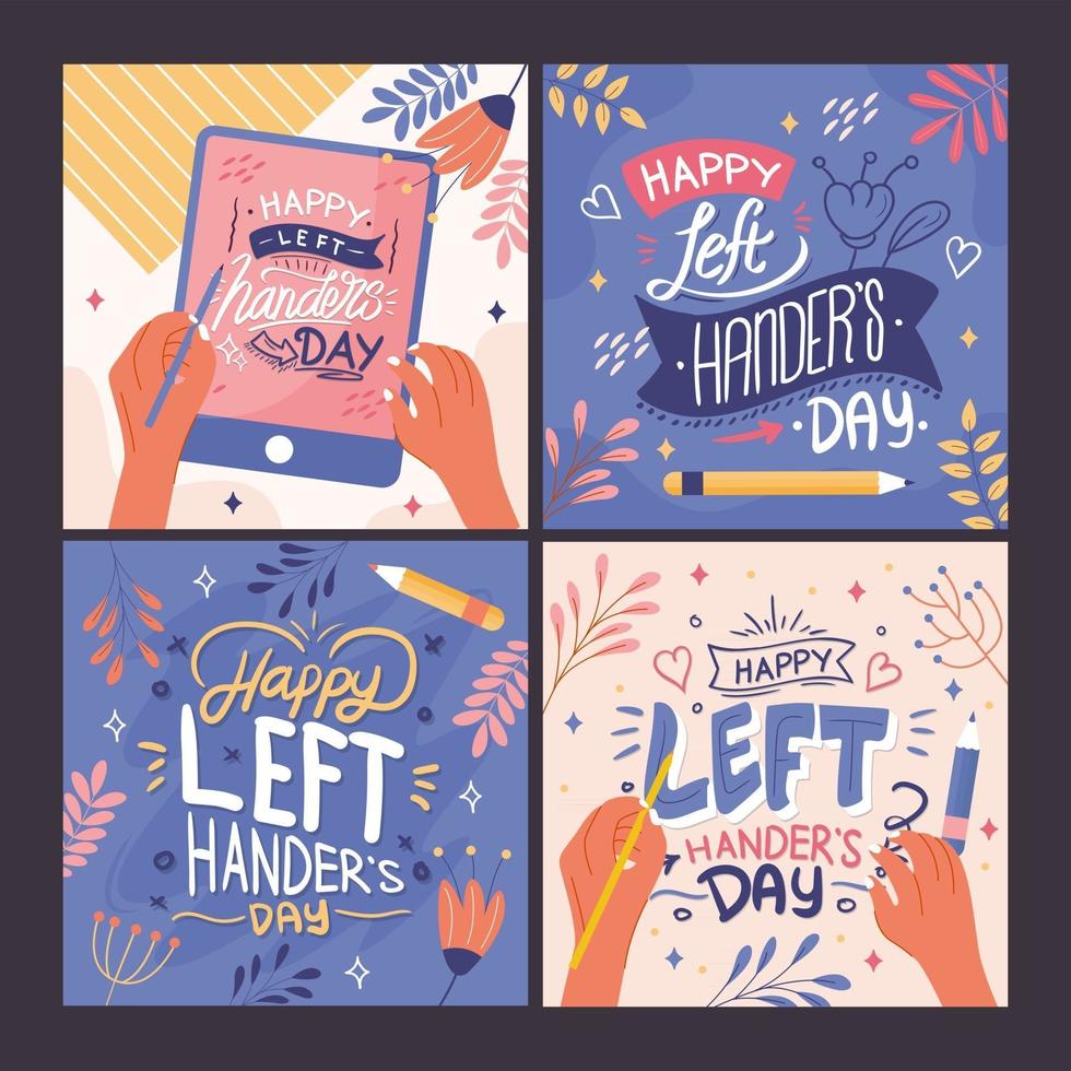 Feliz Coleccion De Tarjetas Del Dia De Los Zurdos 2826207 Vector En Vecteezy