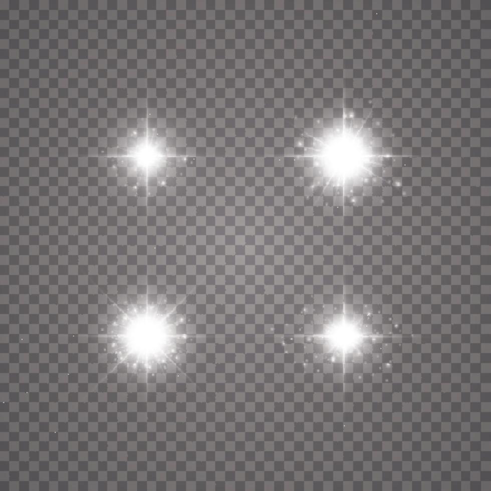 Creative concept Vector set of glow light effect stars bursts with sparkles isolated on transparent background