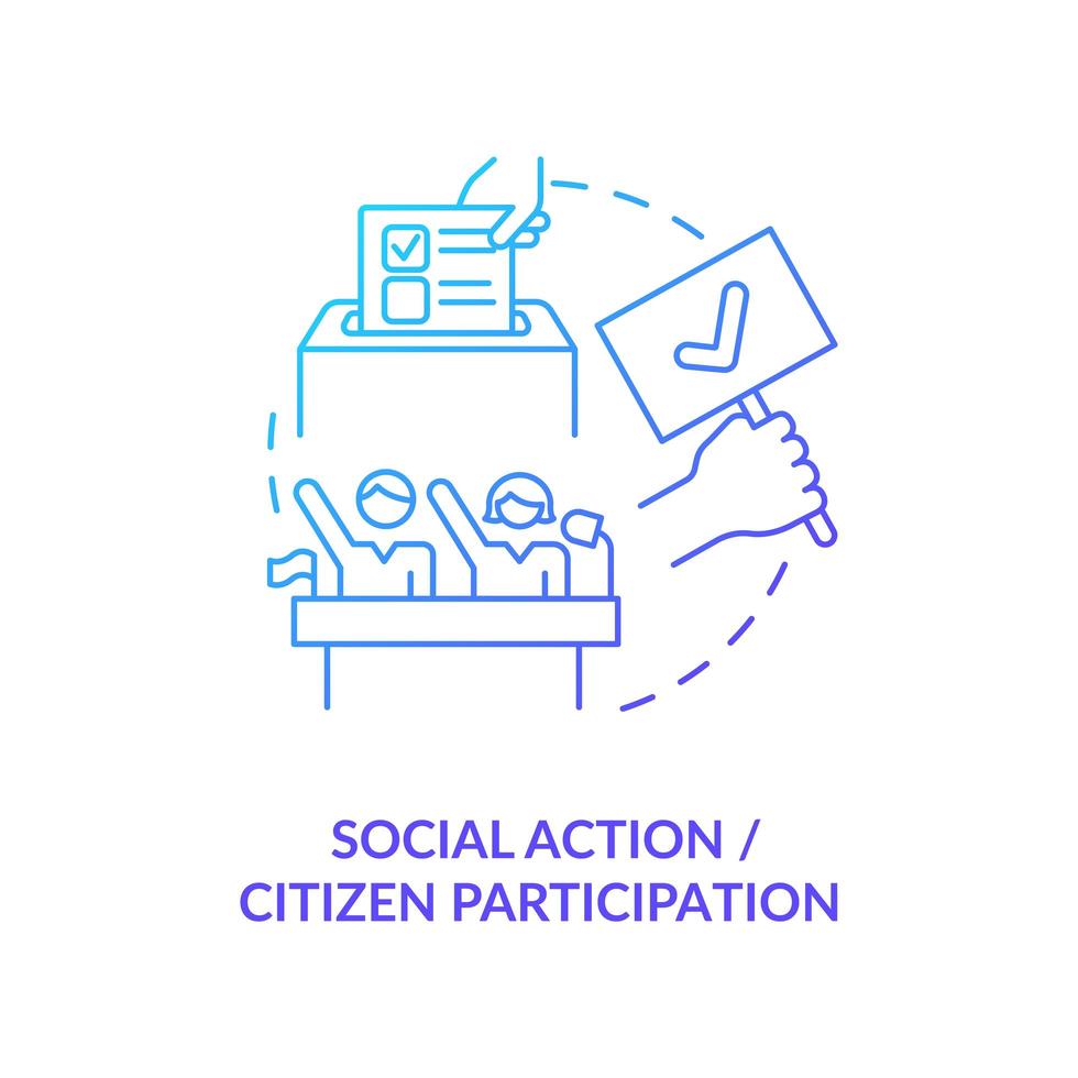 Social action and citizen participation concept icon. Community change abstract idea thin line illustration. Lives improvement and solving problems. Vector isolated outline color drawing