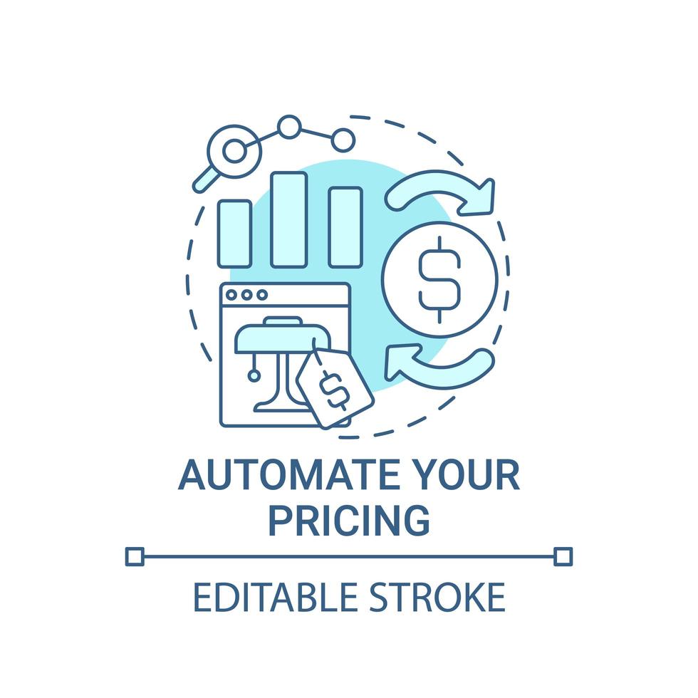 Automate pricing concept icon. Online marketplace success abstract idea thin line illustration. Algorithmic repricing. Keeping competitive cost. Vector isolated outline color drawing. Editable stroke