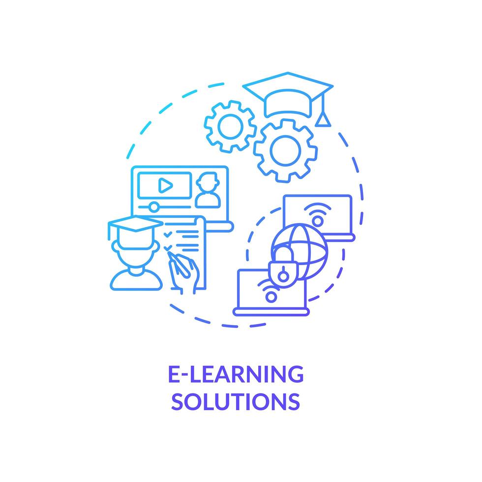 E-learning solutions concept icon. Community development project abstract idea thin line illustration. Remote learning. Building capacity and knowledge. Vector isolated outline color drawing