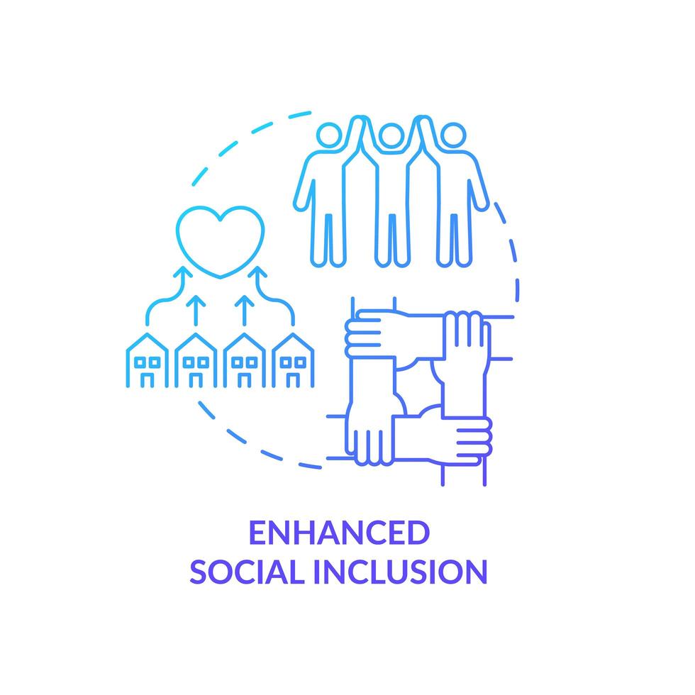 Enhanced social inclusion concept icon. Community development abstract idea thin line illustration. Race and religious diversity. Encouraging interaction. Vector isolated outline color drawing