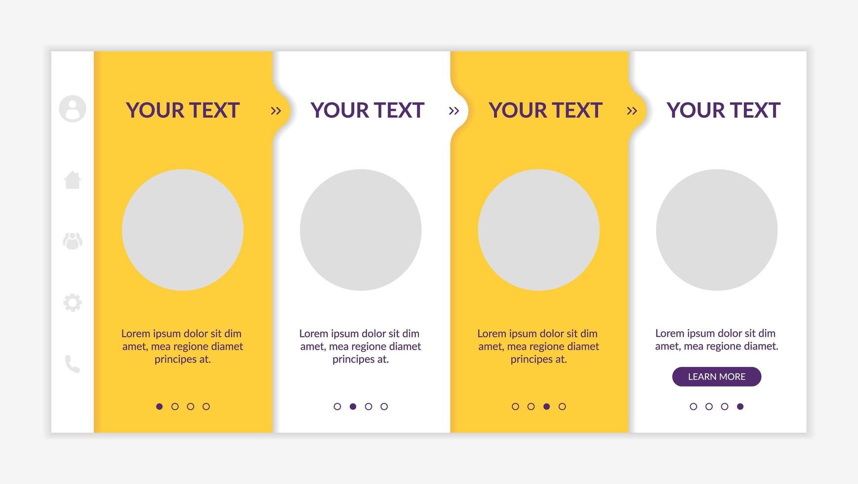 Traveling and tourism onboarding vector template. Responsive mobile website with icons. Web page walkthrough 4 step screens. Potential customers inspiration color concept with copy space