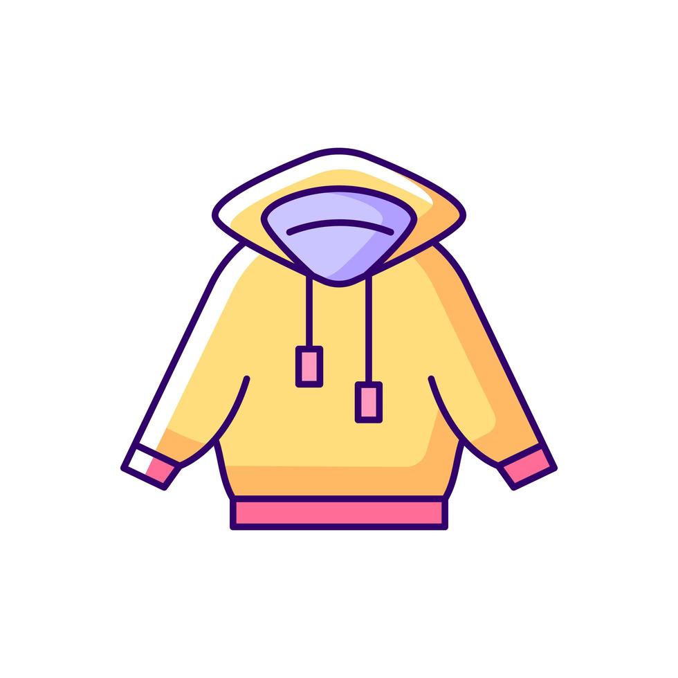 traje de casa con sudadera con capucha icono de color amarillo rgb. chaqueta con capucha. atuendo deportivo. ropa deportiva unisex. ilustración vectorial aislada. ropa de casa cómoda y ropa de dormir dibujo lineal relleno simple vector