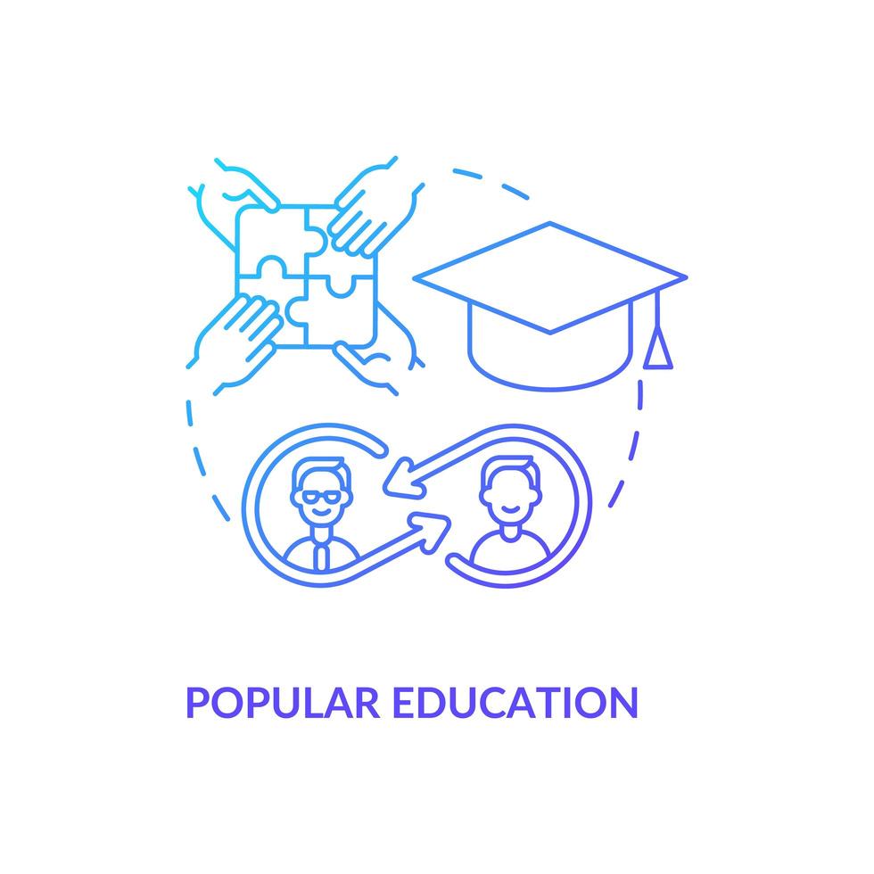 Popular education concept icon. Equitable society abstract idea thin line illustration. Critical, creative thinking skills development. Valuing life experiences. Vector isolated outline color drawing