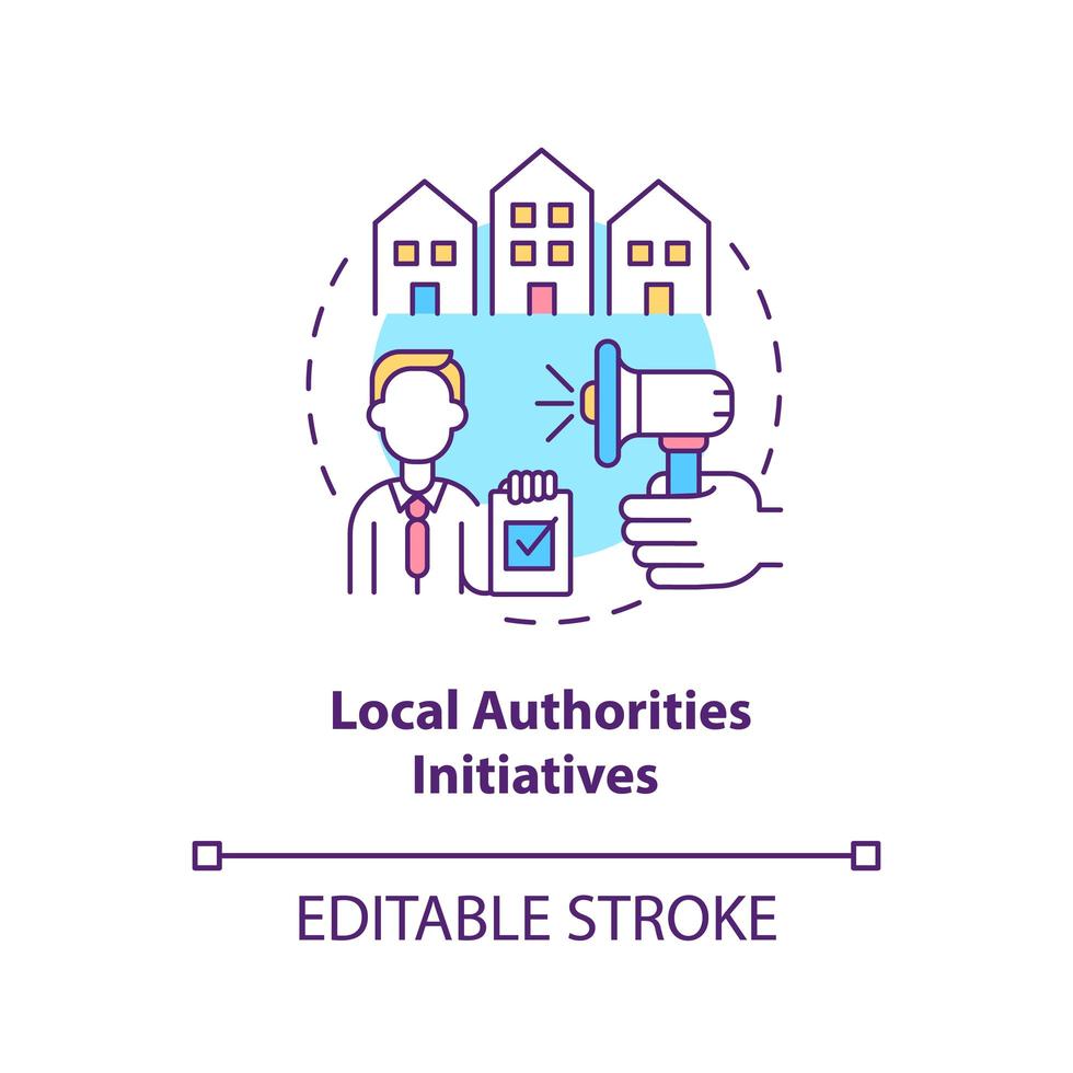 Local authorities initiatives concept icon. Development program abstract idea thin line illustration. Local government. Providing vital services. Vector isolated outline color drawing. Editable stroke