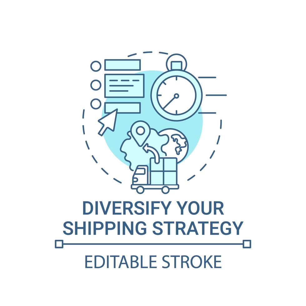 Diversify shipping strategy concept icon. Online marketplace success tip abstract idea thin line illustration. Logistics management. Vector isolated outline color drawing. Editable stroke