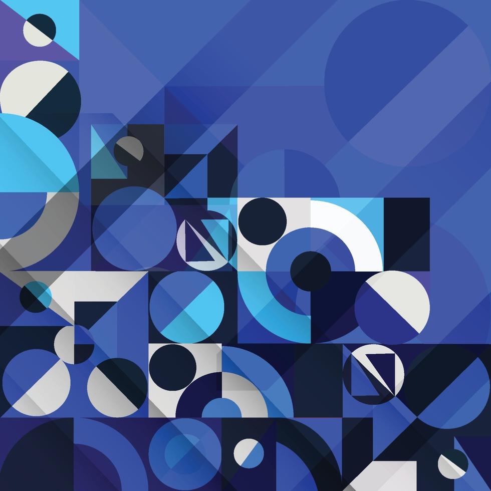 Abstract Basic Shapes In Blue Nuance Color Background vector