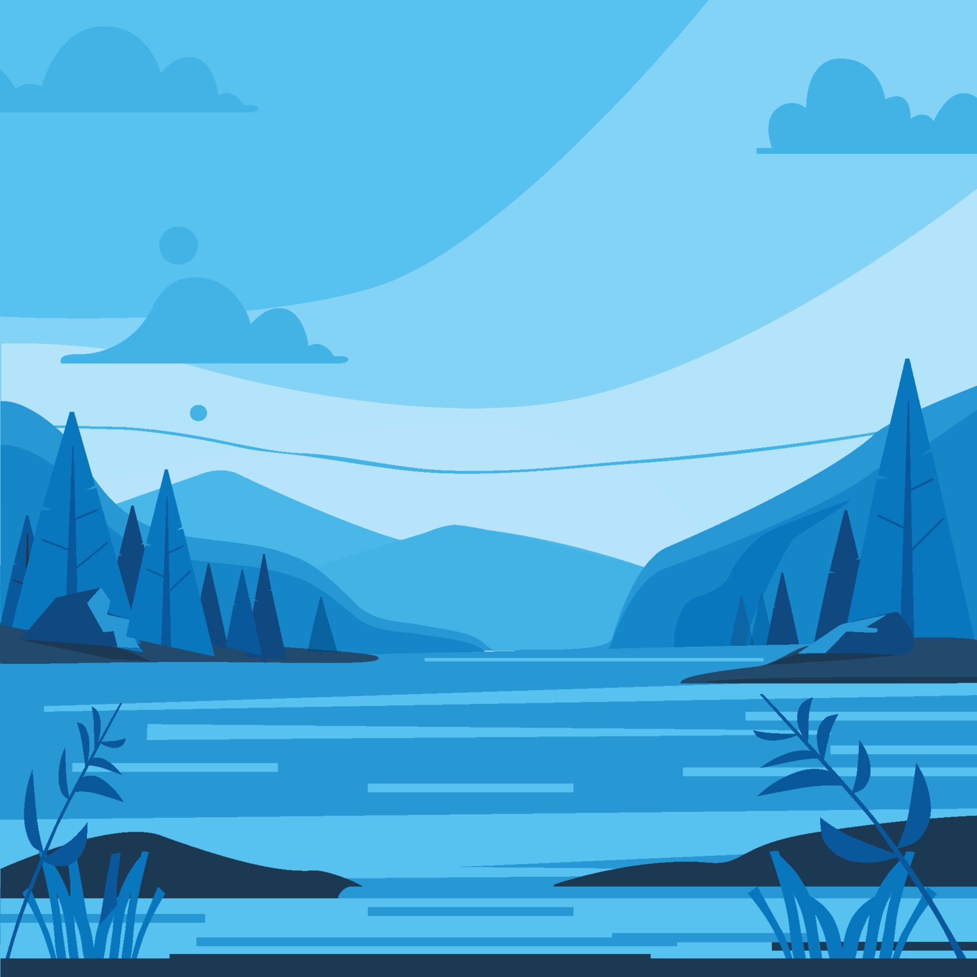 Blue Mountain View By The River Background 2826556 Vector Art at Vecteezy