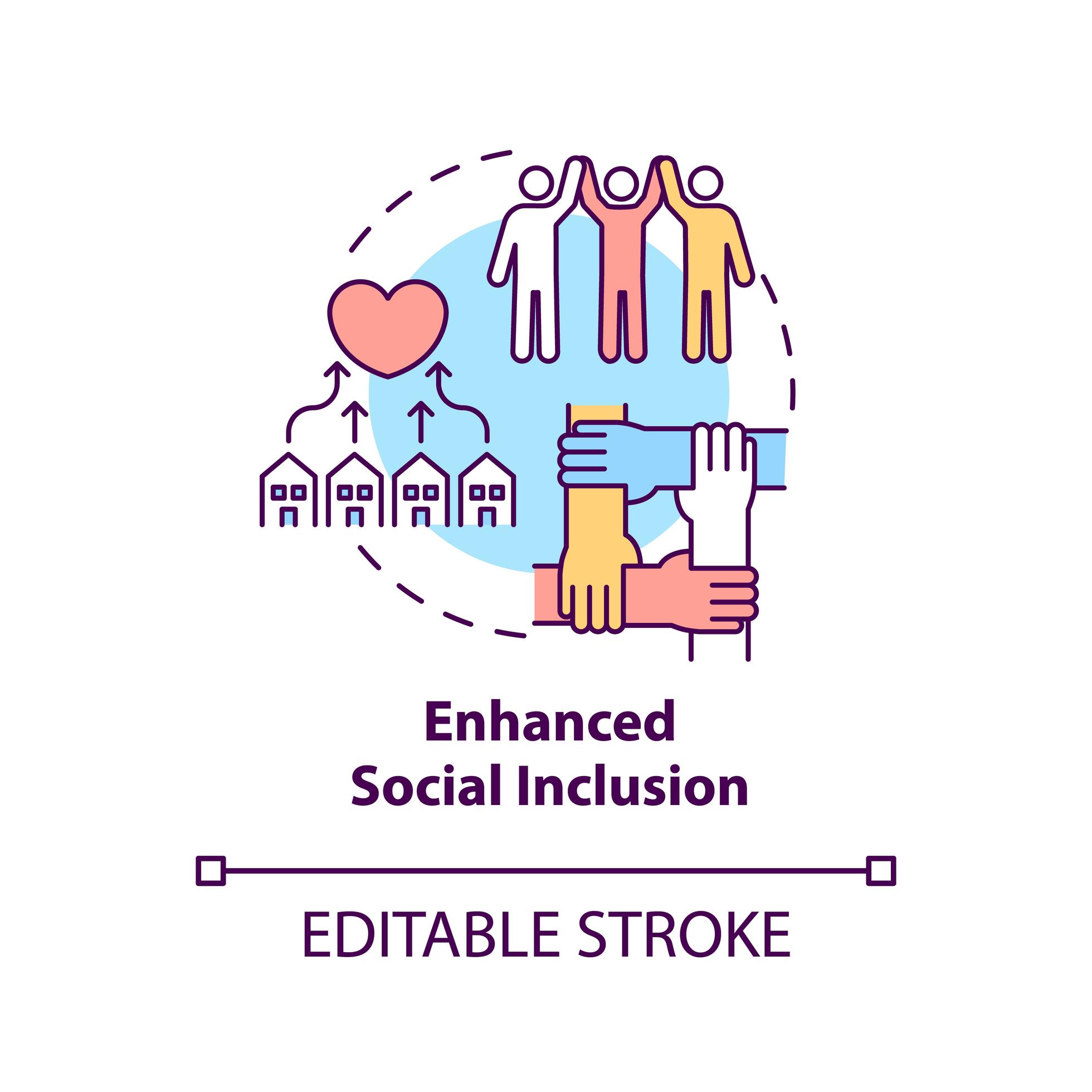 Enhanced social inclusion concept icon. Community development abstract