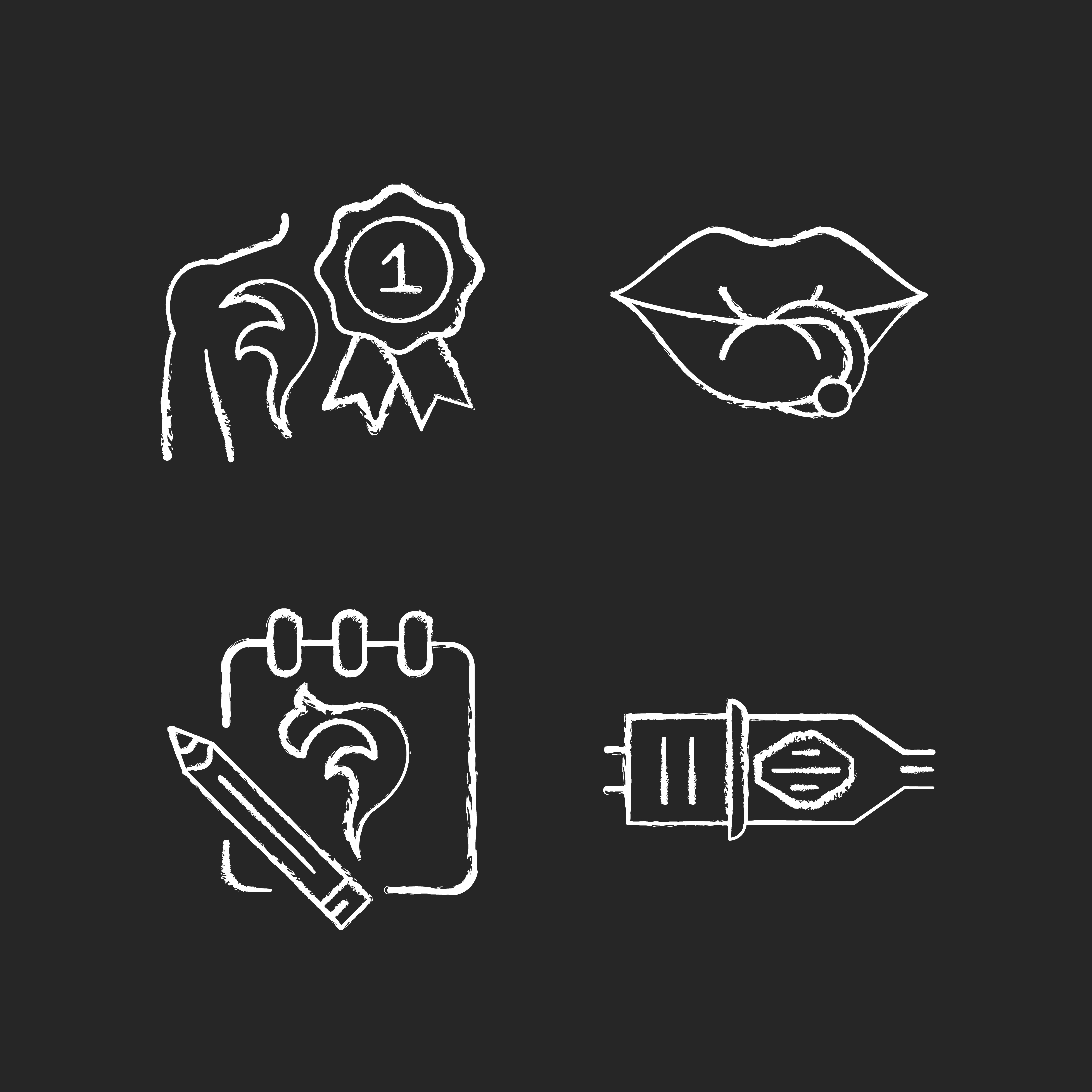 Tattoo and piercing salon chalk white icons set on dark background.  Professional equipment. Winning tattoo competition. Creating beautiful  sketches. Isolated vector chalkboard illustrations on black 2826630 Vector  Art at Vecteezy