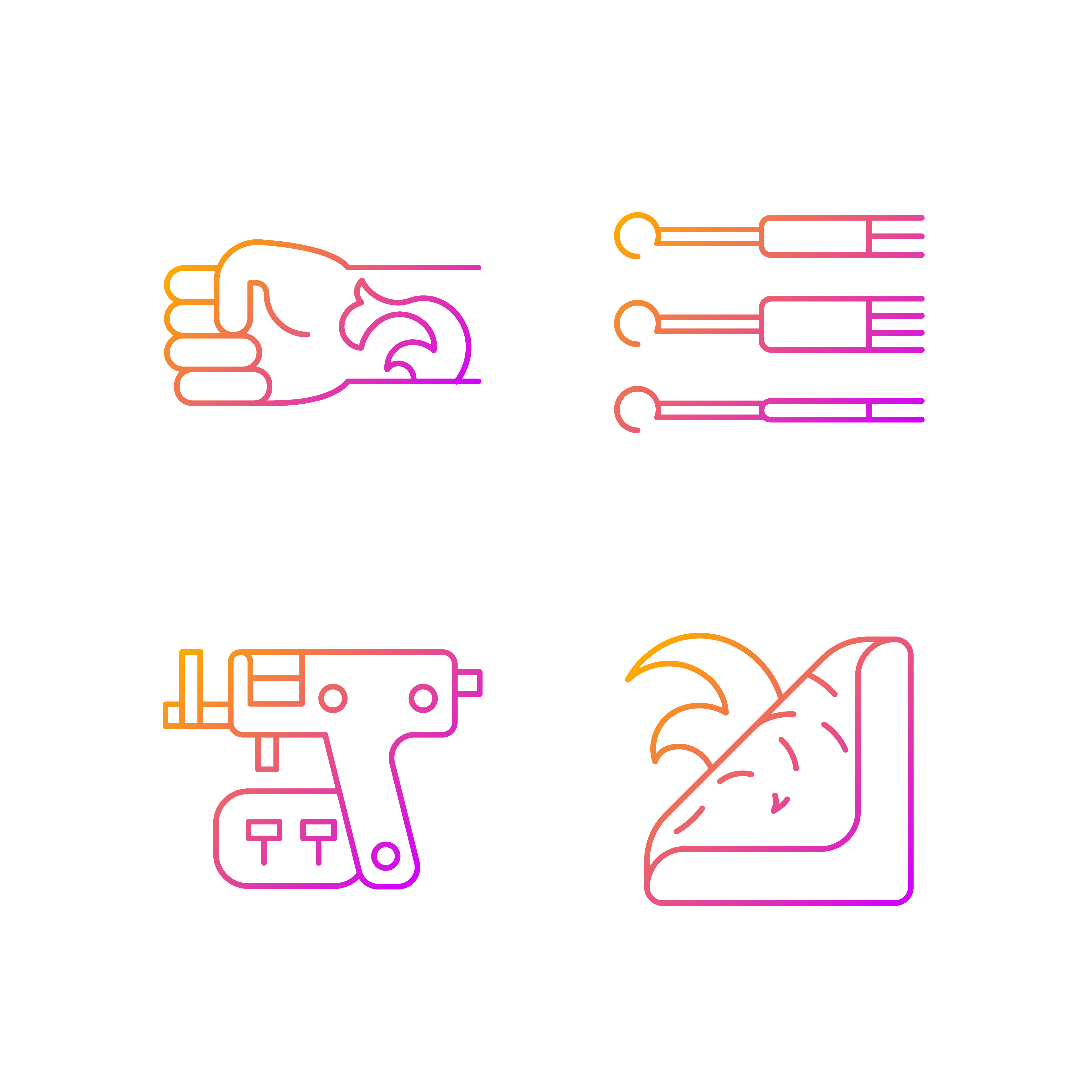 Download Tattoo and piercing tools gradient linear vector icons set ...