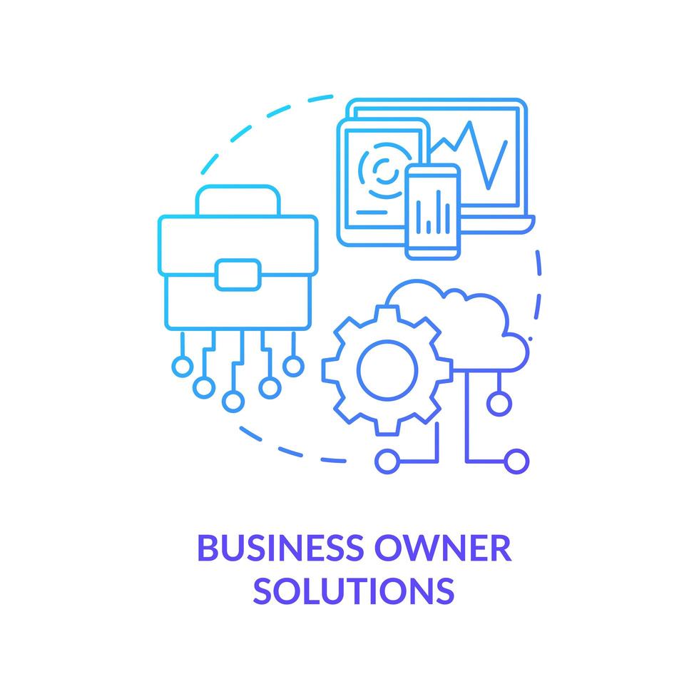Business owner solutions concept icon. Community development project abstract idea thin line illustration. Establishing digital leadership. Fast IT technologies. Vector isolated outline color drawing