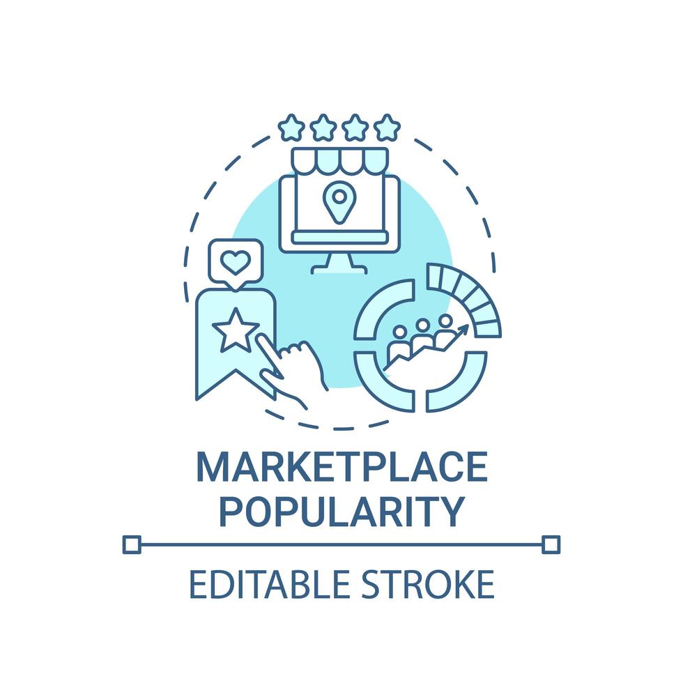 Marketplace popularity concept icon. Reaching large audience abstract idea thin line illustration. Competitive price. Driving traffic at website. Vector isolated outline color drawing. Editable stroke