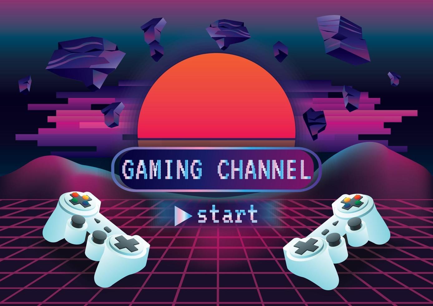 canal de juego en vector de fondo de arte retro