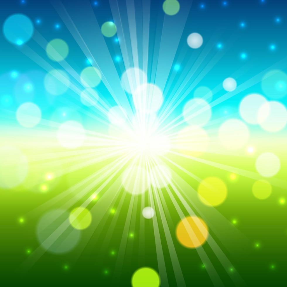 Abstract green natural background with summer sun vector