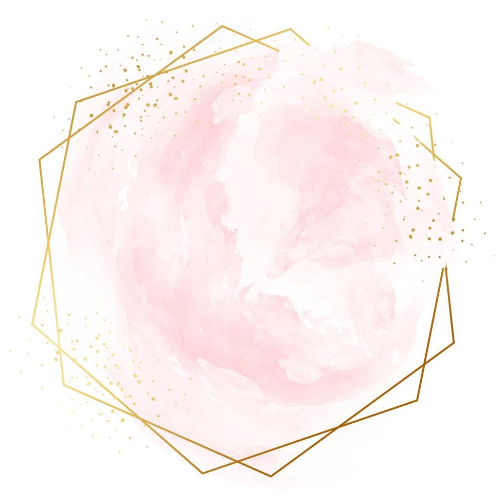 Pastel rose and pink brush strokes and gold lines vector