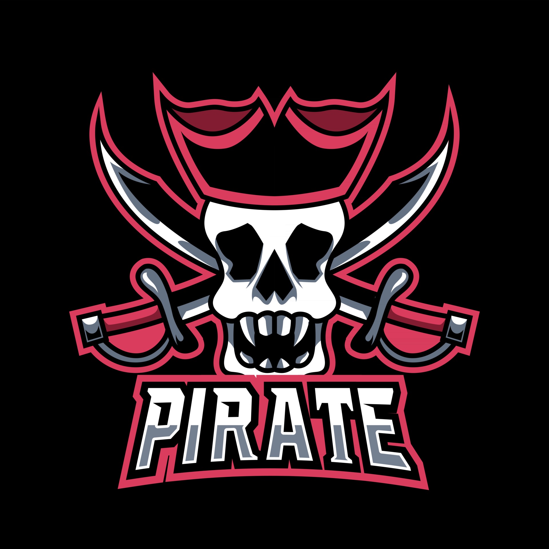 Premium Vector  Pirate vector logo template pirate sport gaming mascot  logo template pirate skull with a sword