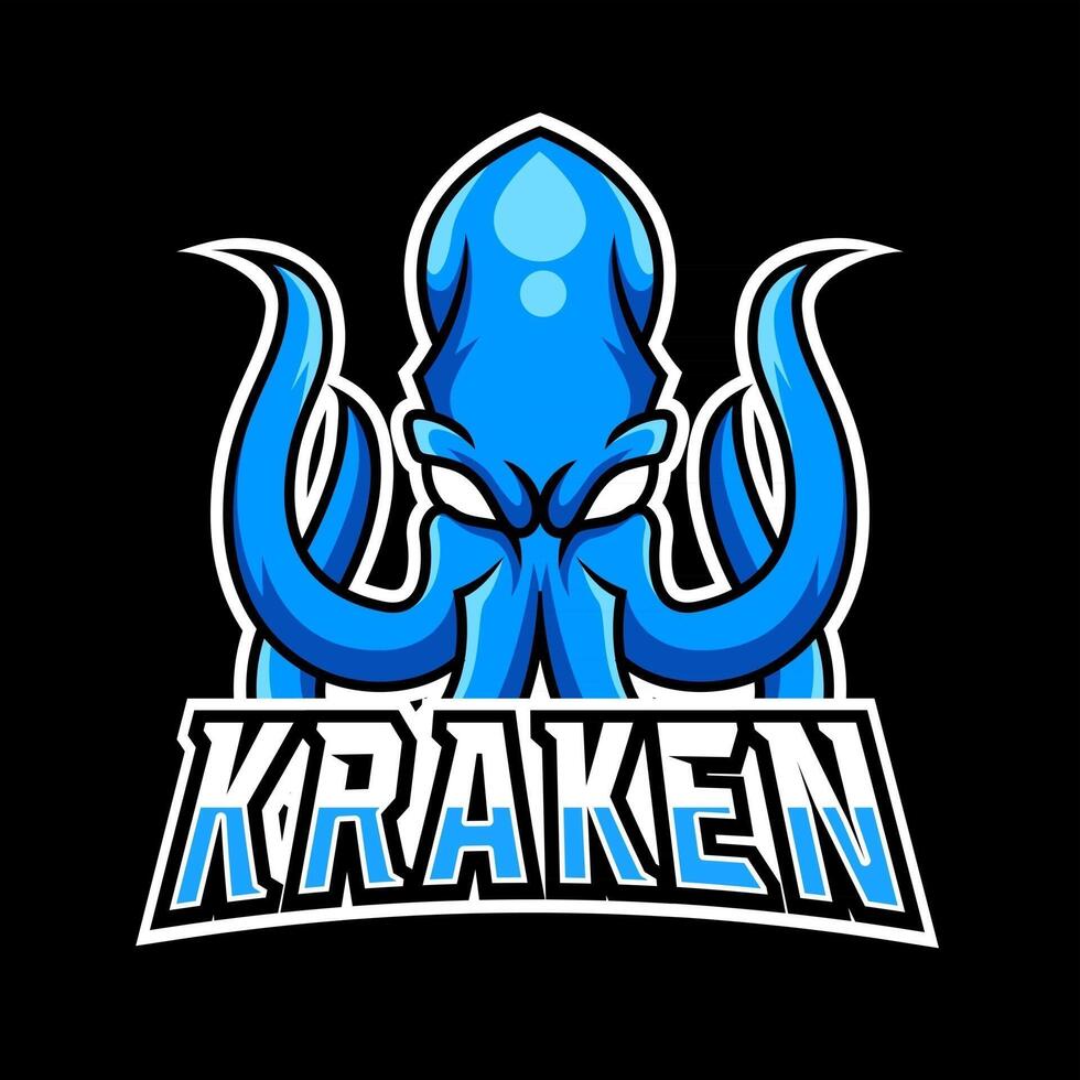 Kraken octopus squid mascot gaming logo design vector template