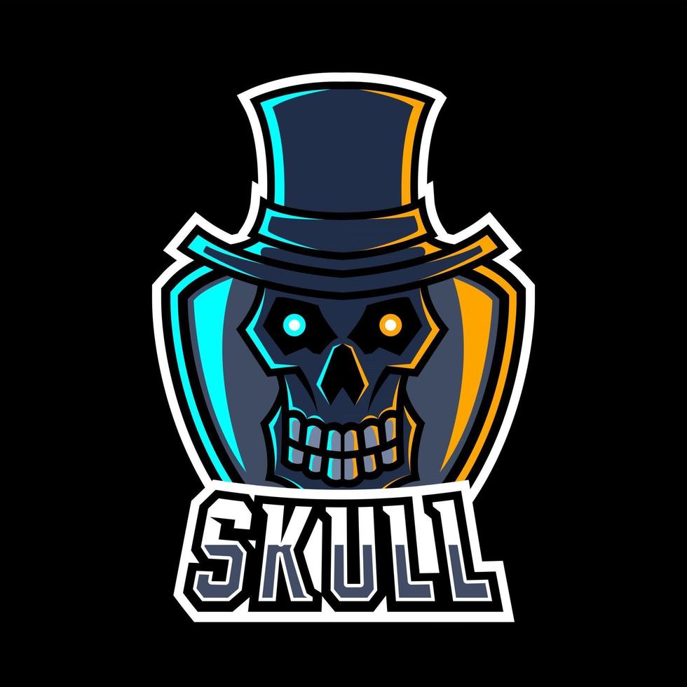 Black skull using hat mascot gaming esport logo vector