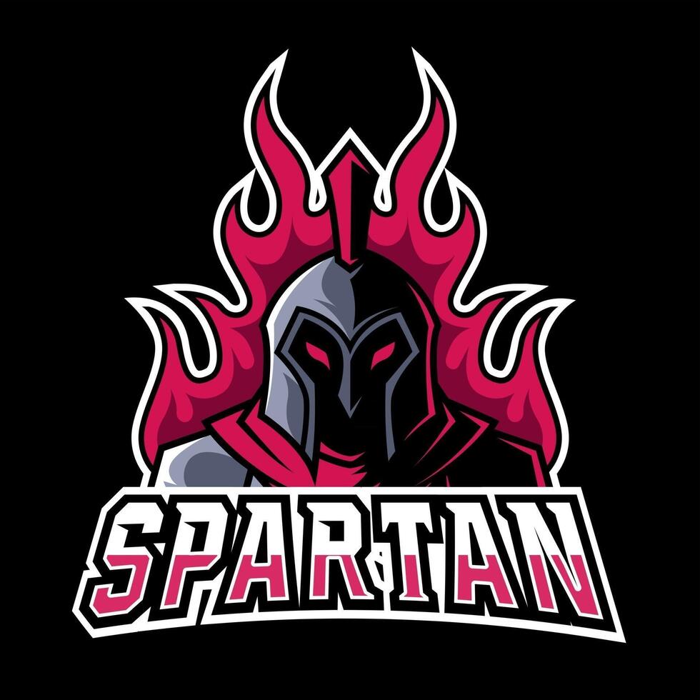 Angry red spartan fire mascot gaming logo design vector template
