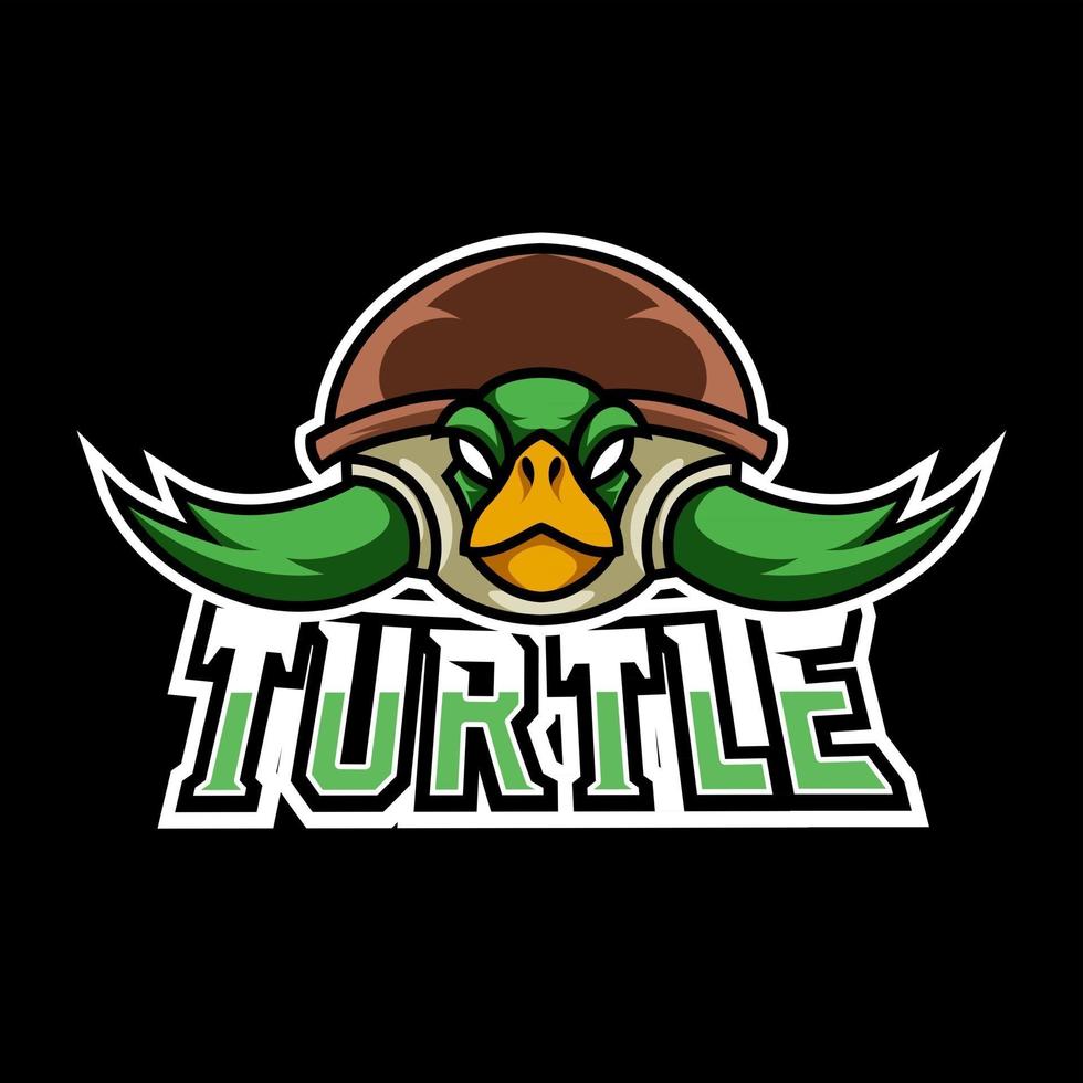 Green turtle ninja mascot gaming logo design tempate for team vector