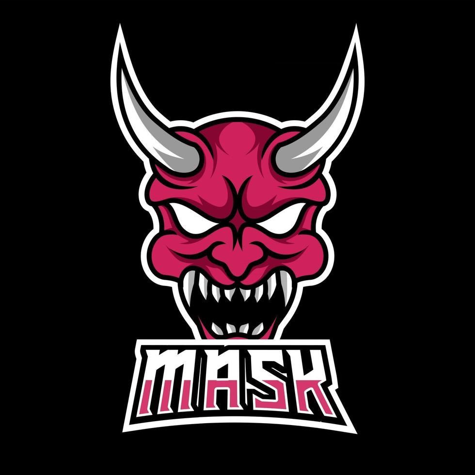 Primitive evil mask mascot gaming logo design template vector